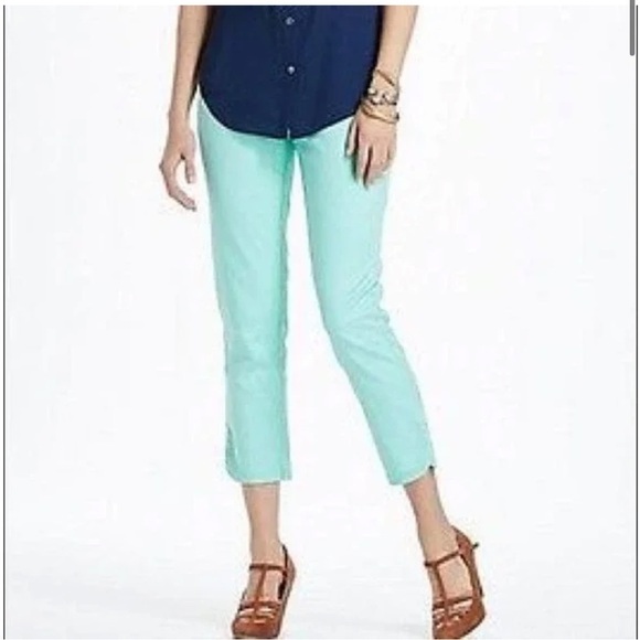 Anthropologie Cartonnier Charlie Ankle  Pants in Mint and Navy - Picture 1 of 8